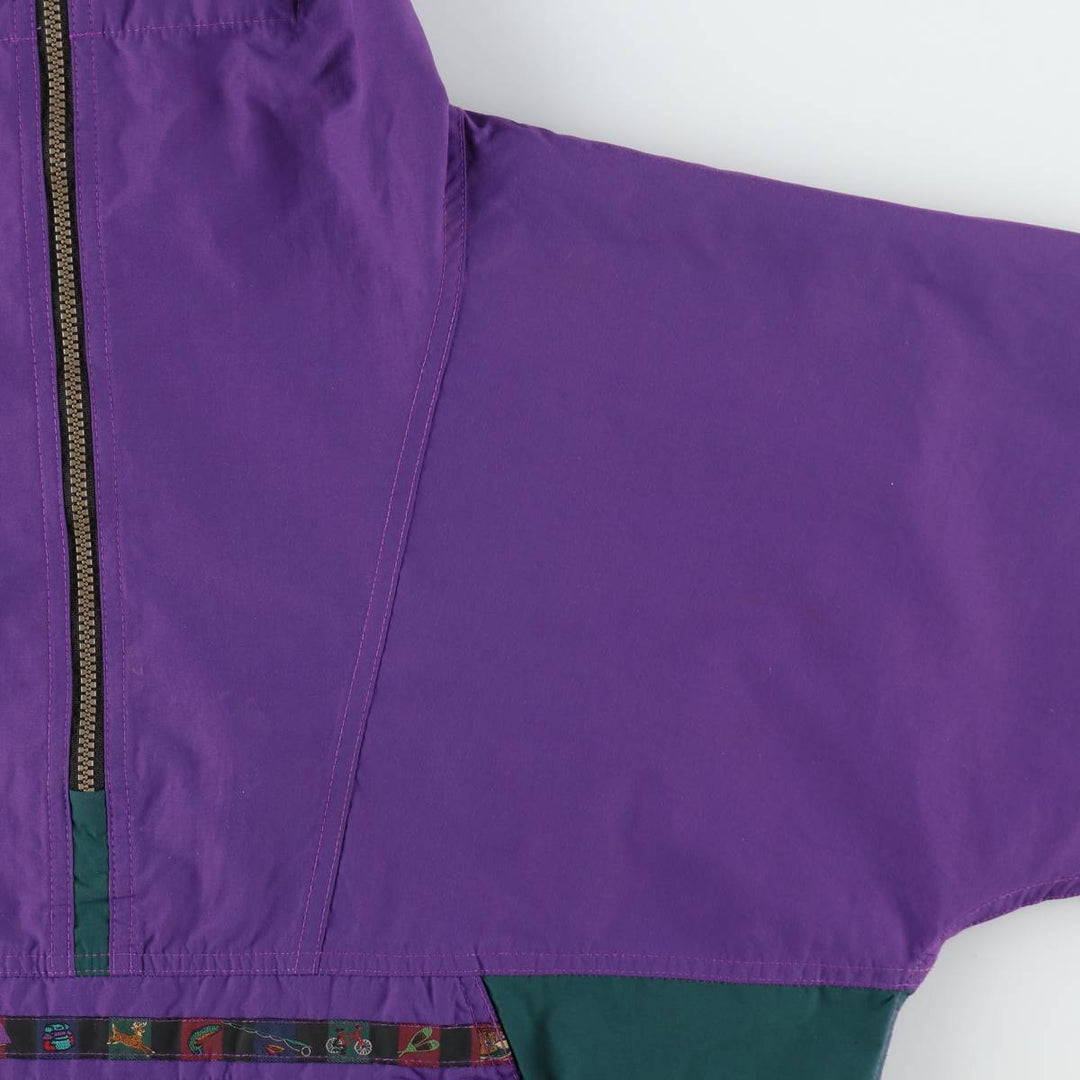 70s-80'S L.L.Bean Anorak Parka with Mountain Logo (Katahdin Logo), Made in USA, Men's Size M (approx.), Vintage Nylon purple type Vintage Second Hand