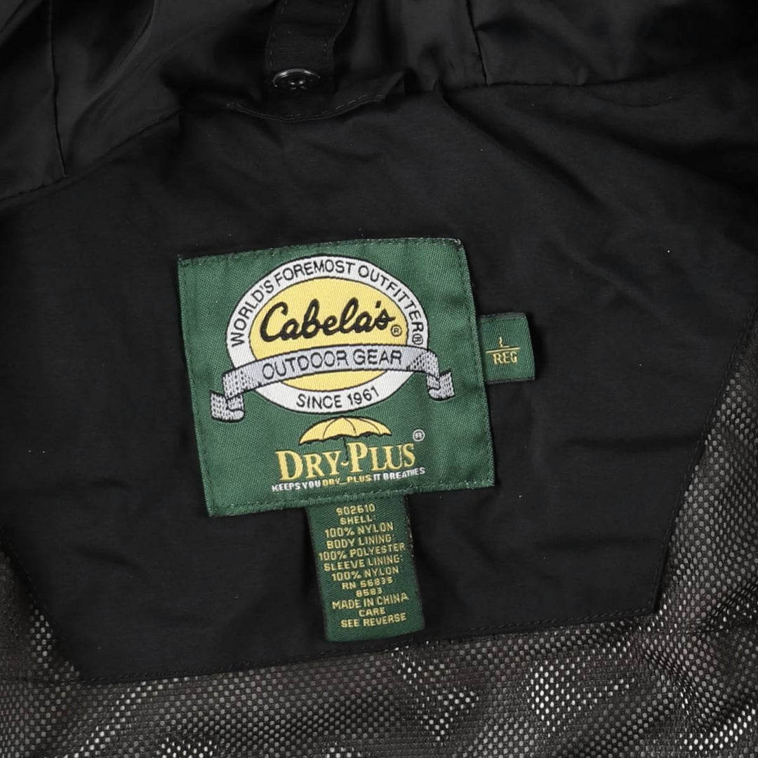 90s-00'S Cabelas DRY-PLUS Mountain Parka Shell Jacket, Men's Size L (approx.) Nylon Khaki type Vintage Second Hand