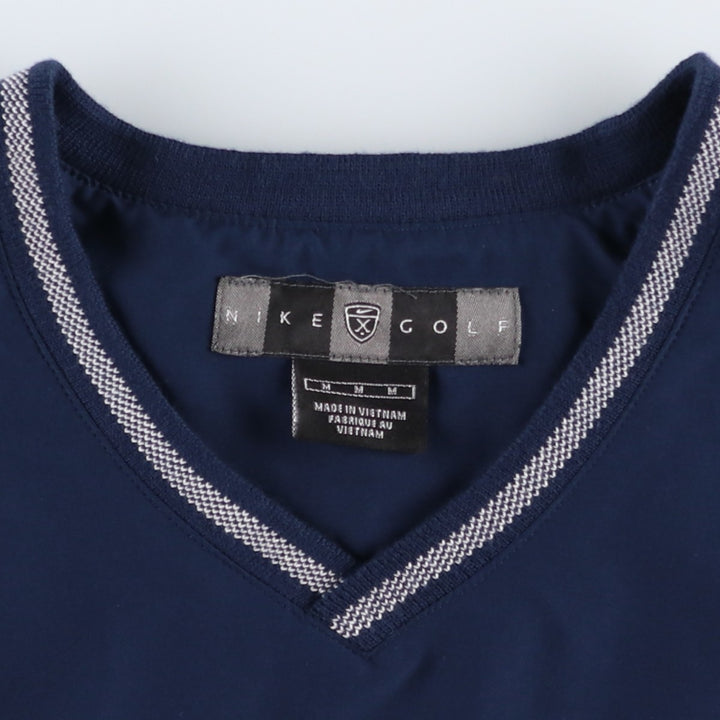 Nike Golf V-neck warm-up pullover, men's size M polyester navy blue type Vintage Second Hand