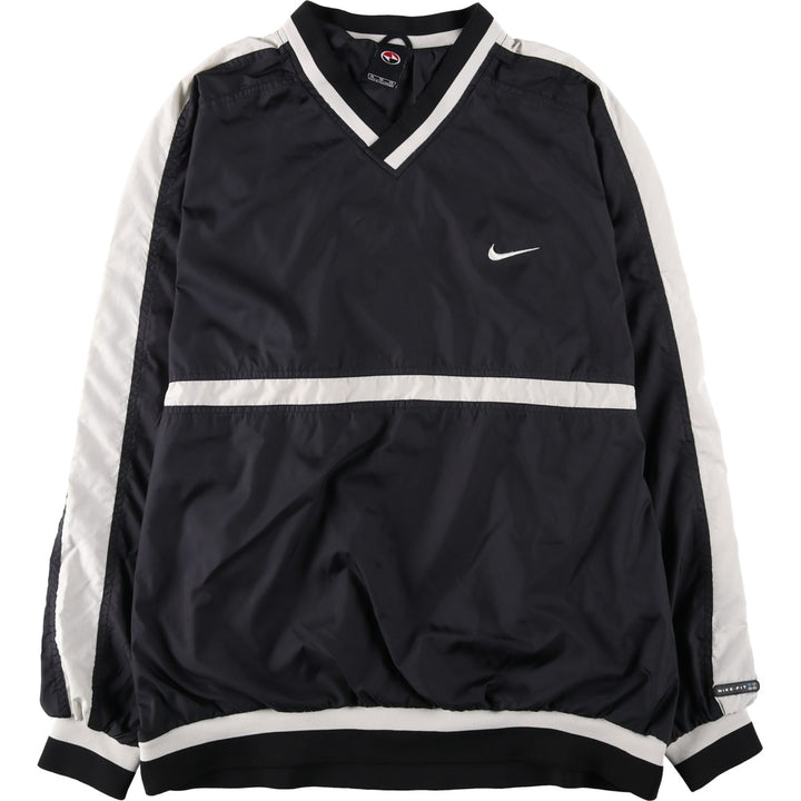 90s-00'S Nike Tiger Woods V-neck warm-up pullover, men's size XL equivalent. polyester black type Vintage Second Hand
