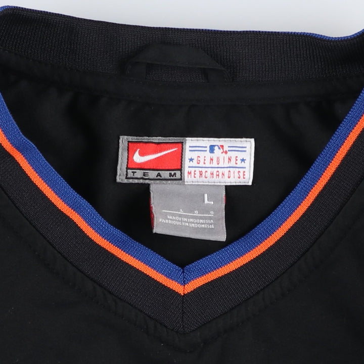 2000'S Nike Team MLB New York Mets V-neck Warm-up Pullover, Size L (Men's L equivalent) polyester black type Vintage Second Hand