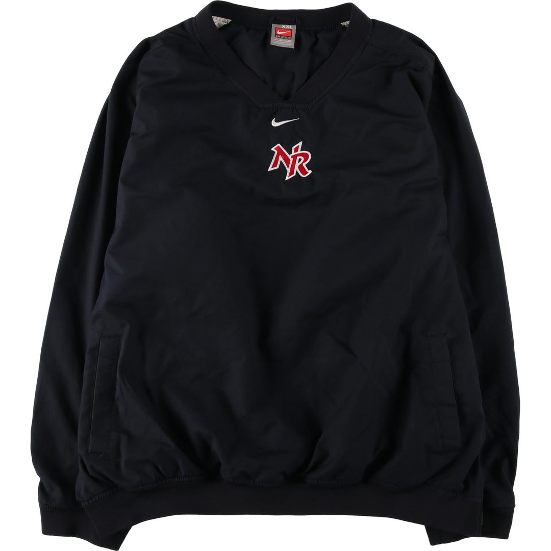 2000'S Nike Team V-neck Warm-up Pullover, Men's XXL equivalent. polyester black type Vintage Second Hand