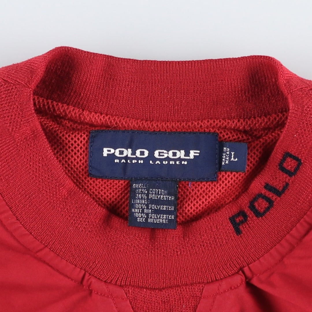 Ralph Lauren POLO GOLF warm-up pullover, men's size L cotton red type Vintage Second Hand