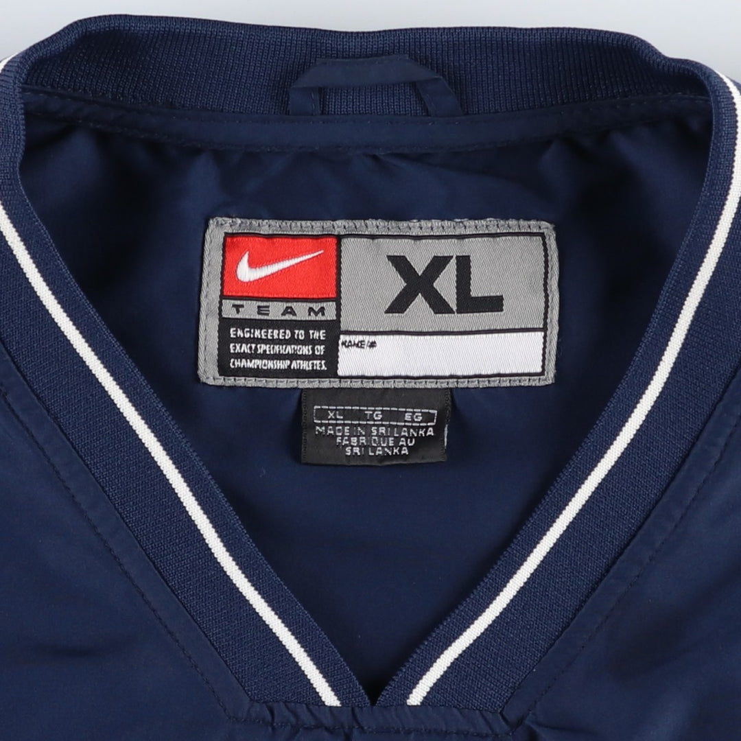 2000'S Nike Team Michigan V-neck Warm-up Pullover (Men's XL equivalent) polyester navy blue type Vintage Second Hand