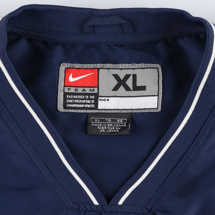 2000'S Nike Team Michigan V-neck Warm-up Pullover (Men's XL equivalent) polyester navy blue type Vintage Second Hand