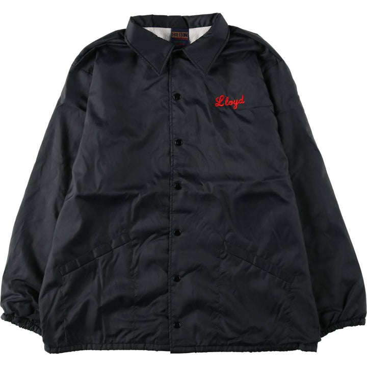 80s-90'S Hilton Coach Jacket, Made in USA, Men's XL equivalent, Vintage Nylon black type Vintage Second Hand