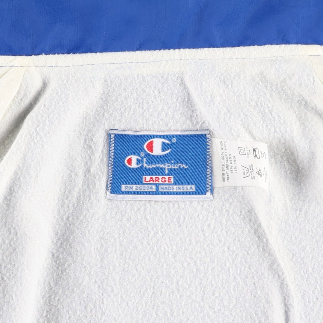 Vintage 90'S Champion Coach Jacket, Made in USA, Men's Size L Nylon blue type Vintage Second Hand
