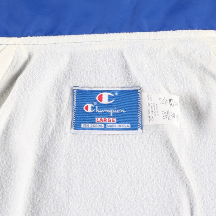 Vintage 90'S Champion Coach Jacket, Made in USA, Men's Size L Nylon blue type Vintage Second Hand