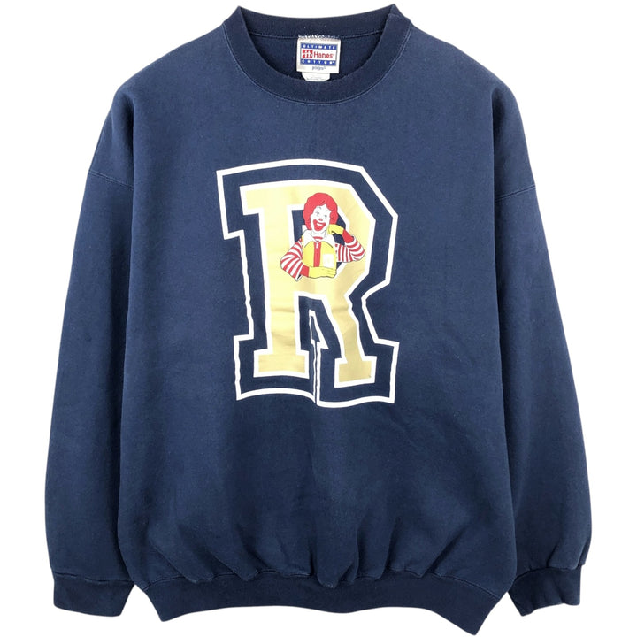90s-00'S Hanes ULTIMATE COTTON McDonald's Advertising Sweatshirt, Men's XL (approx.) cotton navy blue type Vintage Second Hand