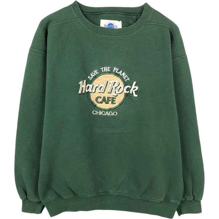 90'S Hard Rock Cafe advertising sweatshirt, made in USA, men's size L equivalent. cotton Green type dark green Vintage Second Hand