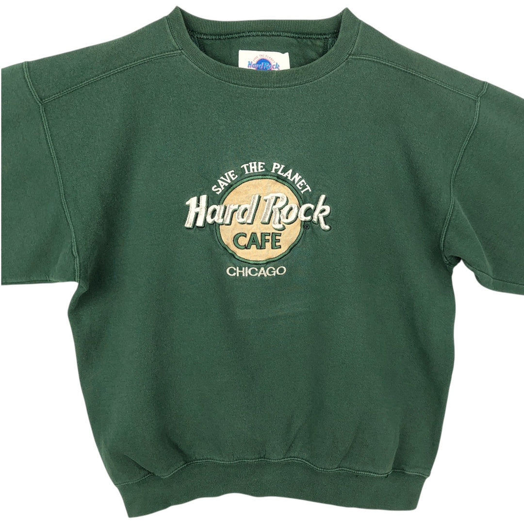 90'S Hard Rock Cafe advertising sweatshirt, made in USA, men's size L equivalent. cotton Green type dark green Vintage Second Hand