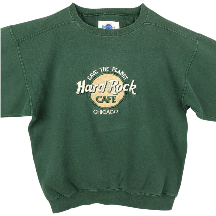 90'S Hard Rock Cafe advertising sweatshirt, made in USA, men's size L equivalent. cotton Green type dark green Vintage Second Hand