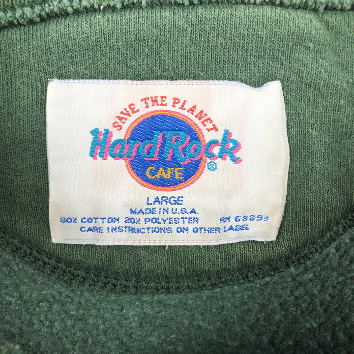 90'S Hard Rock Cafe advertising sweatshirt, made in USA, men's size L equivalent. cotton Green type dark green Vintage Second Hand