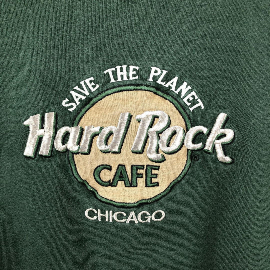 90'S Hard Rock Cafe advertising sweatshirt, made in USA, men's size L equivalent. cotton Green type dark green Vintage Second Hand