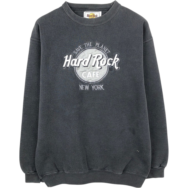 90'S HARD ROCK CAFE Advertising Sweatshirt, Made in USA, Men's Size M cotton Charcoal Vintage Second Hand