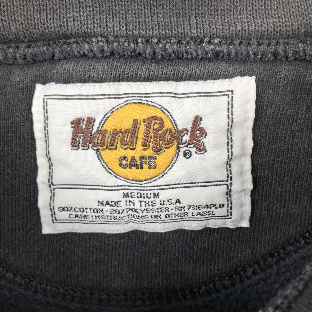 90'S HARD ROCK CAFE Advertising Sweatshirt, Made in USA, Men's Size M cotton Charcoal Vintage Second Hand