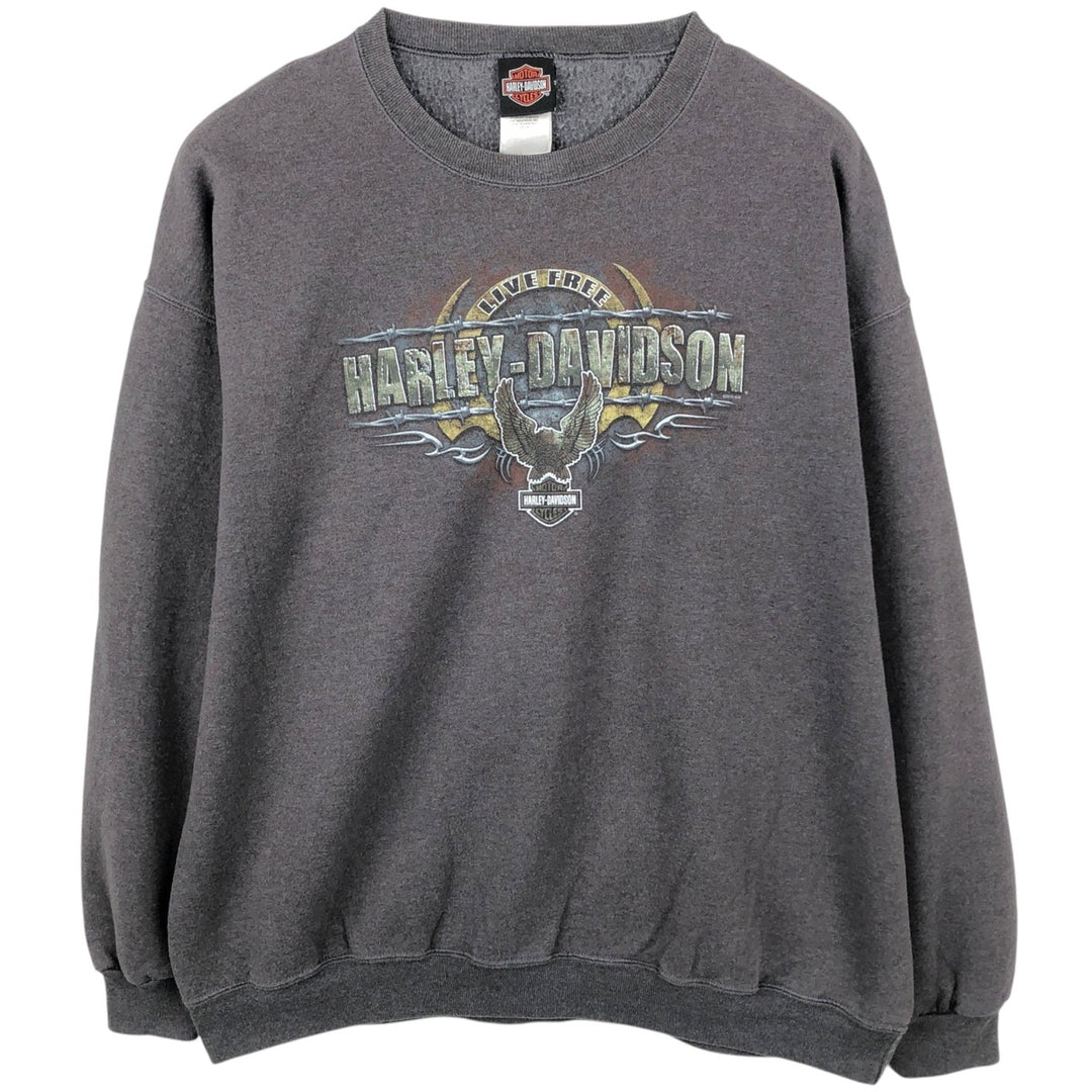 Harley-Davidson Eagle Pattern Advertising Sweatshirt, Men's XL Size cotton gray type Vintage Second Hand