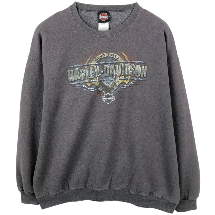 Harley-Davidson Eagle Pattern Advertising Sweatshirt, Men's XL Size cotton gray type Vintage Second Hand