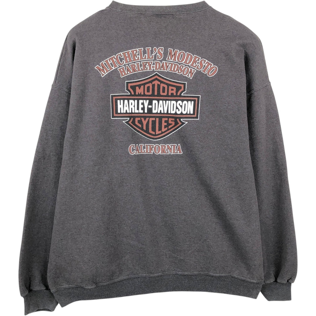 Harley-Davidson Eagle Pattern Advertising Sweatshirt, Men's XL Size cotton gray type Vintage Second Hand