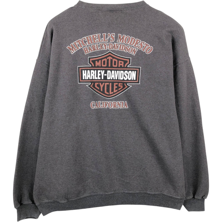 Harley-Davidson Eagle Pattern Advertising Sweatshirt, Men's XL Size cotton gray type Vintage Second Hand