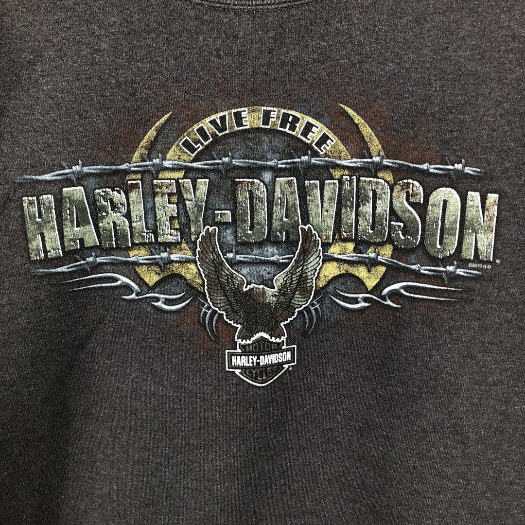 Harley-Davidson Eagle Pattern Advertising Sweatshirt, Men's XL Size cotton gray type Vintage Second Hand