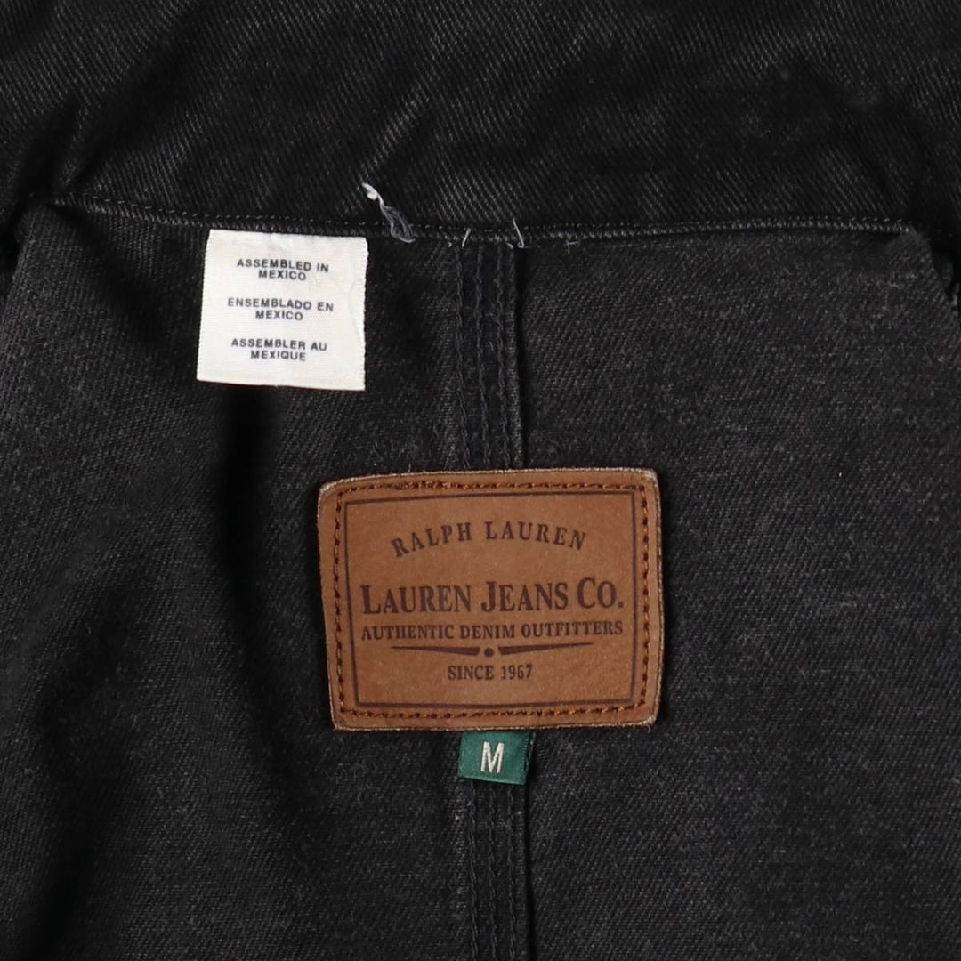 Ralph Lauren LAUREN JEANS CO. Black Denim Coveralls, Women's Size M (approx.) cotton black type Vintage Second Hand