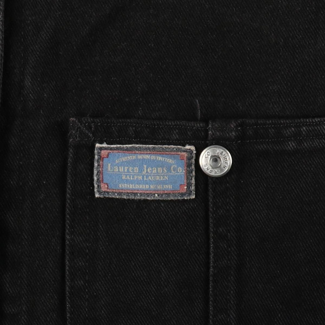 Ralph Lauren LAUREN JEANS CO. Black Denim Coveralls, Women's Size M (approx.) cotton black type Vintage Second Hand