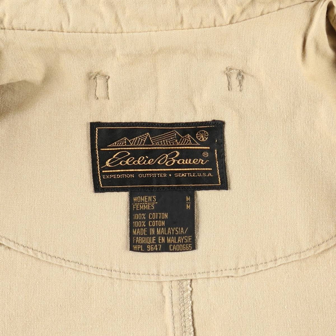 80s-90'S Eddie Bauer Black Tag Single-Breasted Coat/Balmacaan Coat, Women's Size M (Equivalent), Vintage cotton Beige type Vintage Second Hand