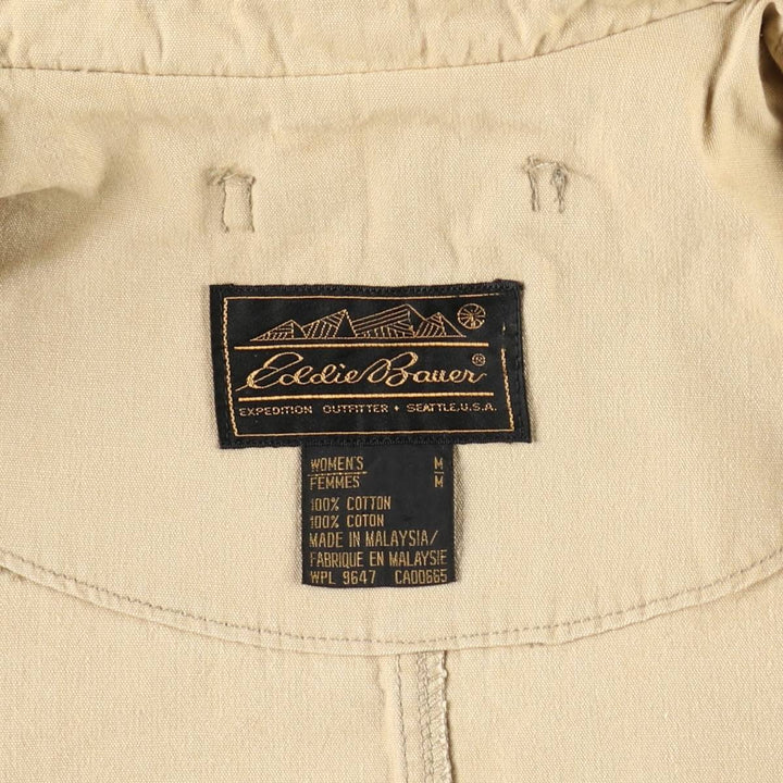 80s-90'S Eddie Bauer Black Tag Single-Breasted Coat/Balmacaan Coat, Women's Size M (Equivalent), Vintage cotton Beige type Vintage Second Hand