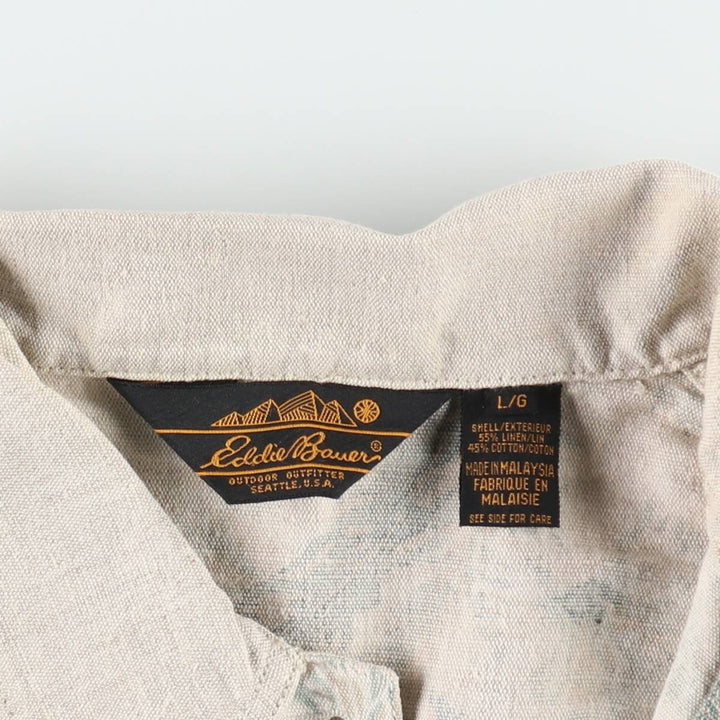 80s-90'S Eddie Bauer Botanical Pattern Coveralls, Women's Size L (Equivalent), Vintage linen Beige type Vintage Second Hand