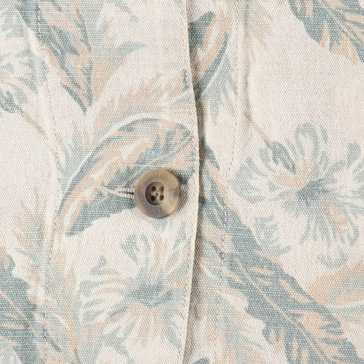 80s-90'S Eddie Bauer Botanical Pattern Coveralls, Women's Size L (Equivalent), Vintage linen Beige type Vintage Second Hand