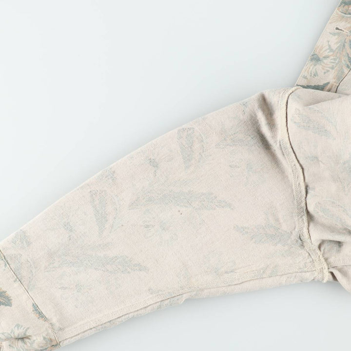 80s-90'S Eddie Bauer Botanical Pattern Coveralls, Women's Size L (Equivalent), Vintage linen Beige type Vintage Second Hand