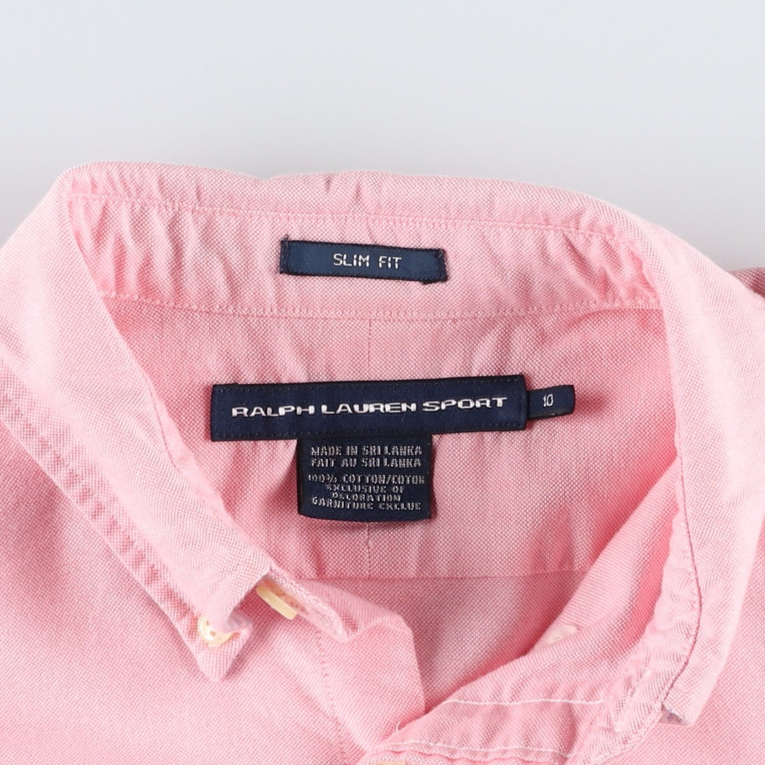 Ralph Lauren SPORT Slim Fit Long-Sleeve Button-Down Shirt, Women's Size L (approx.) cotton pink type Vintage Second Hand
