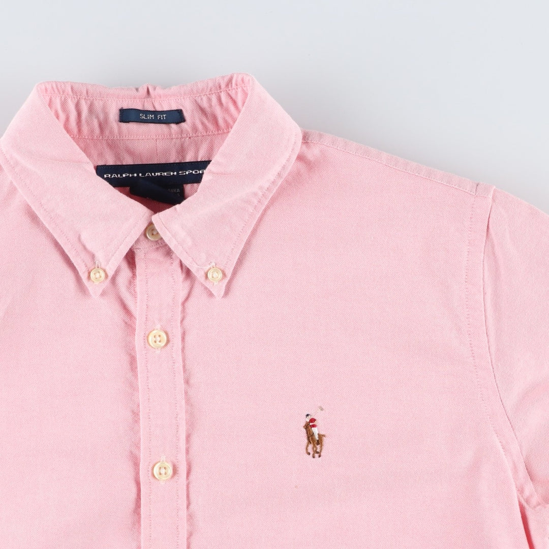 Ralph Lauren SPORT Slim Fit Long-Sleeve Button-Down Shirt, Women's Size L (approx.) cotton pink type Vintage Second Hand