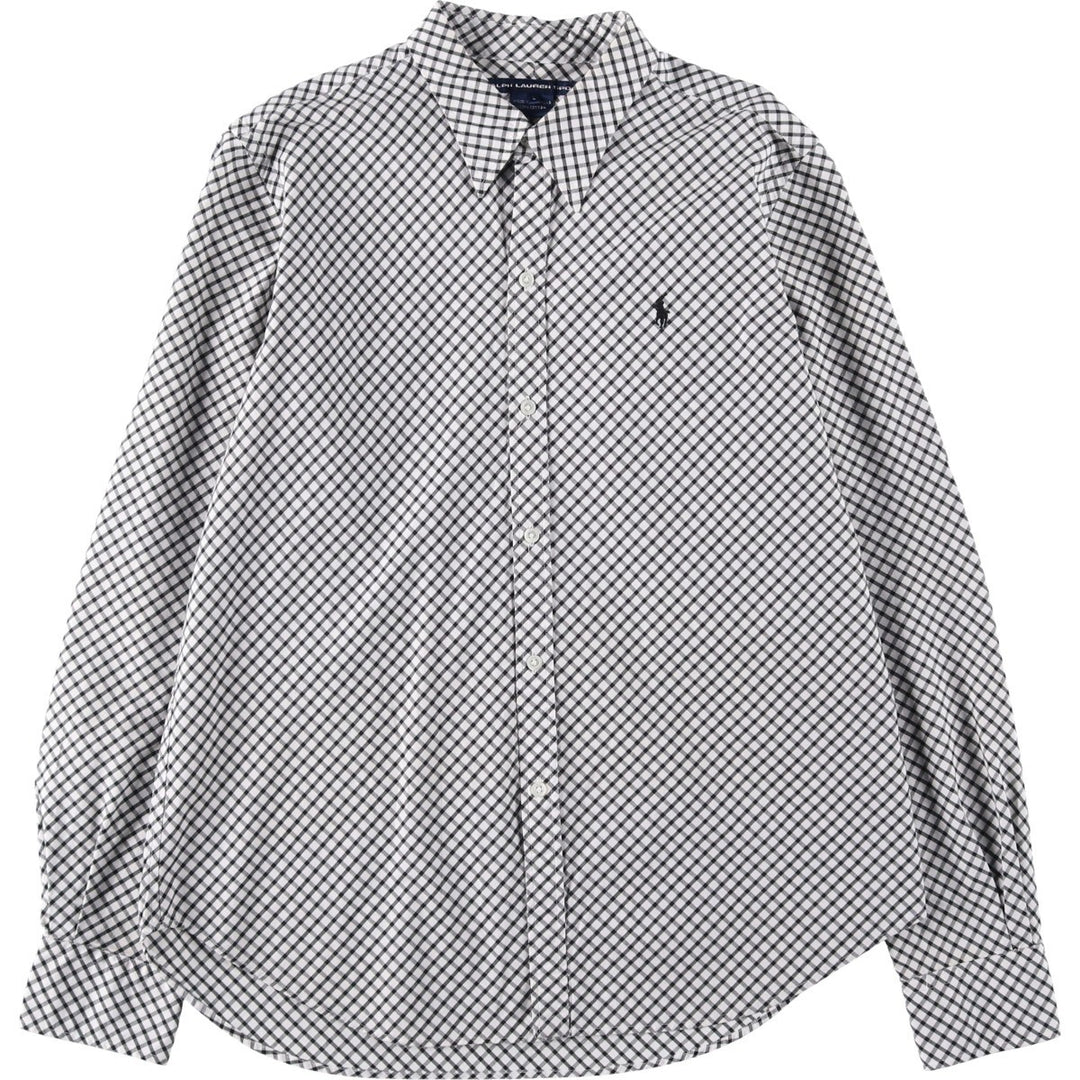 Ralph Lauren SPORT Long-Sleeve Cotton Check Shirt, Women's Size L (approx.) cotton black type Vintage Second Hand