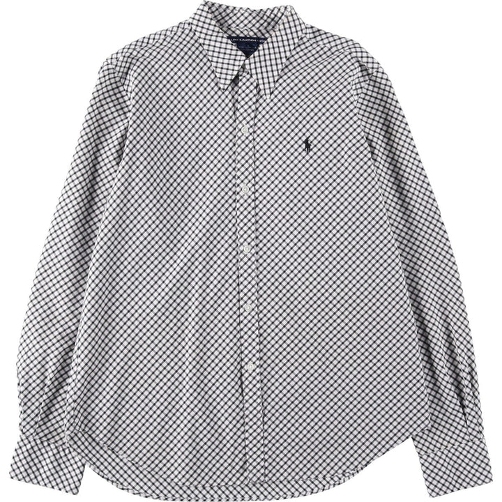 Ralph Lauren SPORT Long-Sleeve Cotton Check Shirt, Women's Size L (approx.) cotton black type Vintage Second Hand