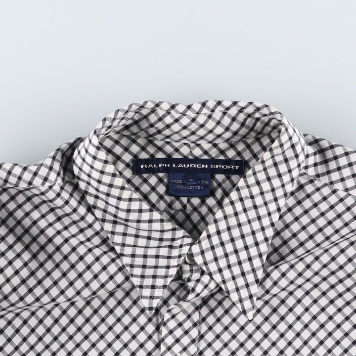Ralph Lauren SPORT Long-Sleeve Cotton Check Shirt, Women's Size L (approx.) cotton black type Vintage Second Hand