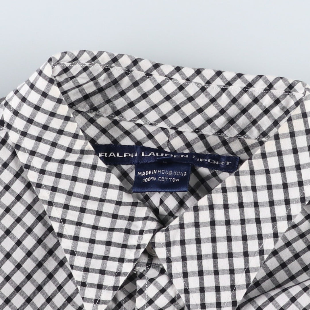 Ralph Lauren SPORT Long-Sleeve Cotton Check Shirt, Women's Size L (approx.) cotton black type Vintage Second Hand