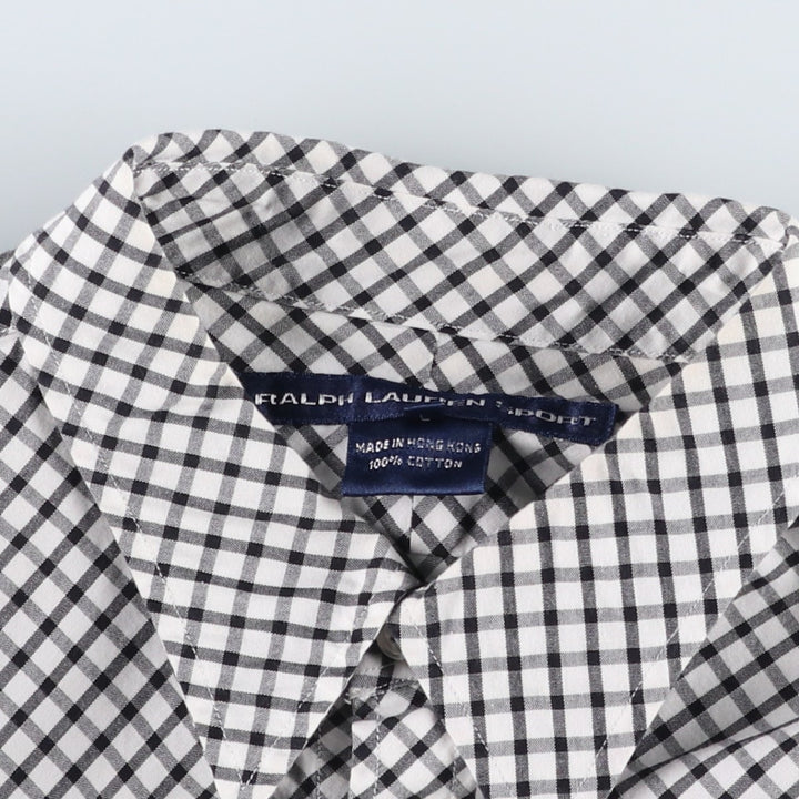 Ralph Lauren SPORT Long-Sleeve Cotton Check Shirt, Women's Size L (approx.) cotton black type Vintage Second Hand