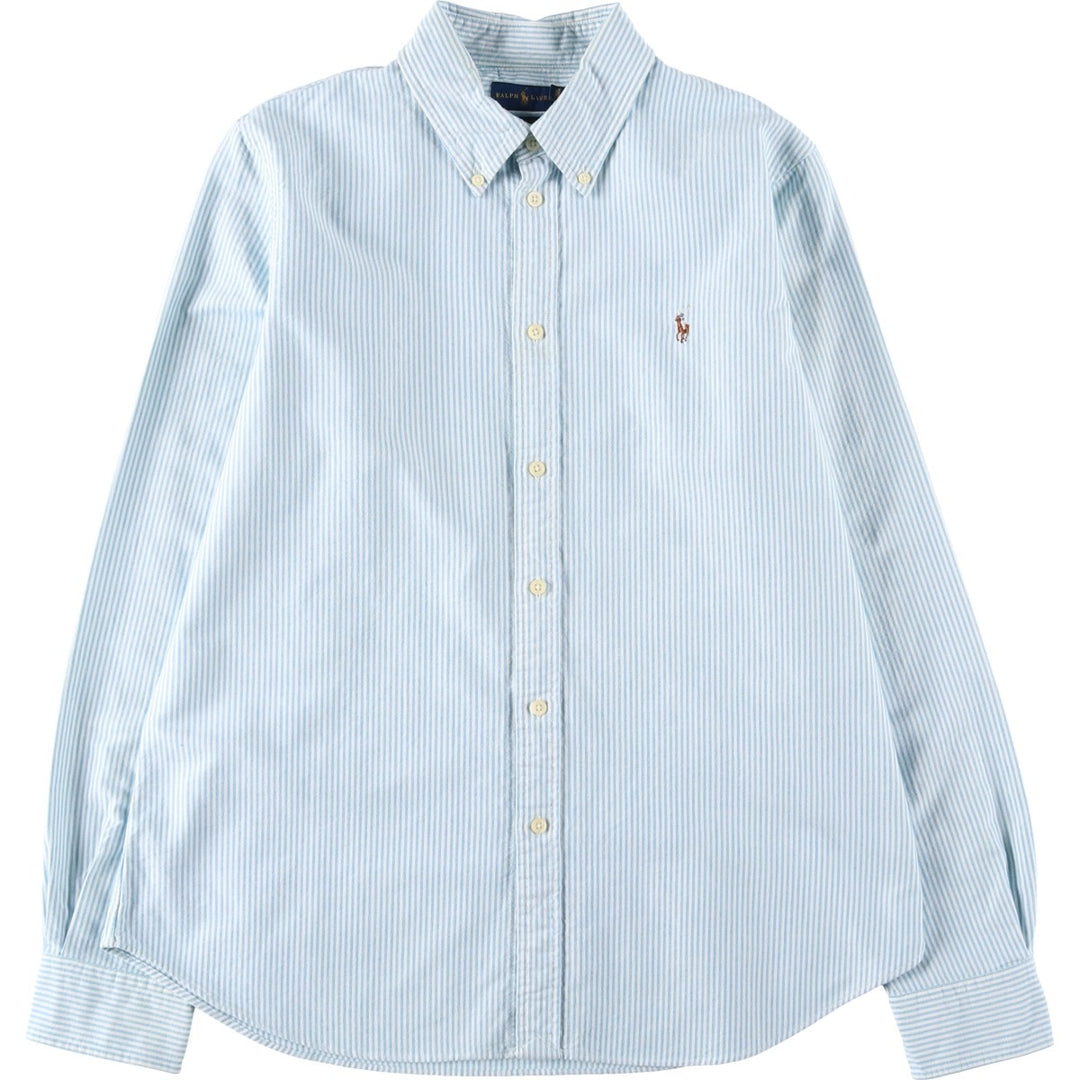 Ralph Lauren CUSTOM FIT Long-Sleeve Button-Down Striped Shirt, Women's Size XL (approx.) cotton Blue type light blue Vintage Second Hand