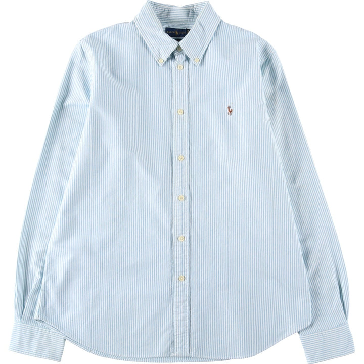 Ralph Lauren CUSTOM FIT Long-Sleeve Button-Down Striped Shirt, Women's Size XL (approx.) cotton Blue type light blue Vintage Second Hand