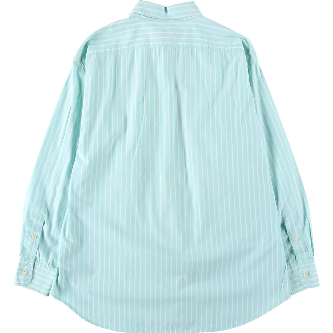 1990'S Ralph Lauren POLO SPORT long-sleeved cotton striped shirt, women's size XL (approx.) cotton Mint green Vintage Second Hand