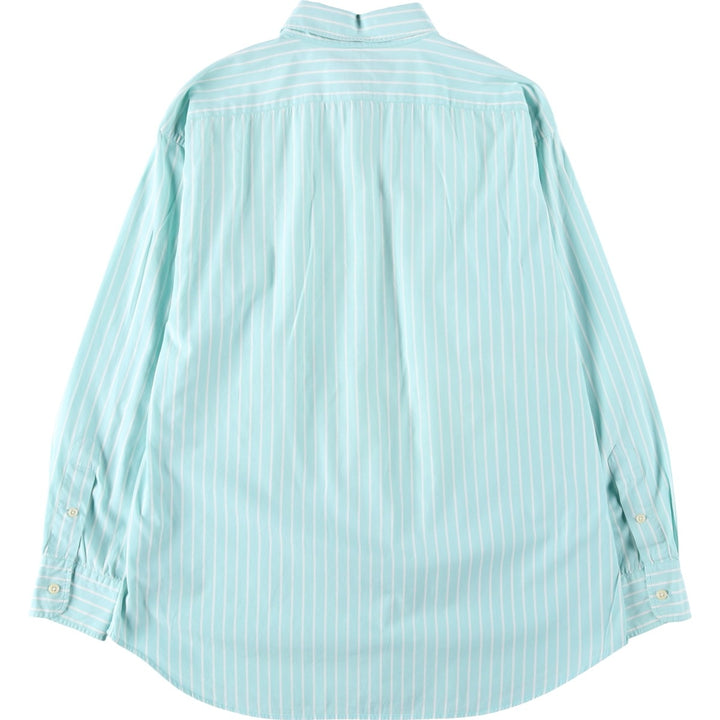 1990'S Ralph Lauren POLO SPORT long-sleeved cotton striped shirt, women's size XL (approx.) cotton Mint green Vintage Second Hand