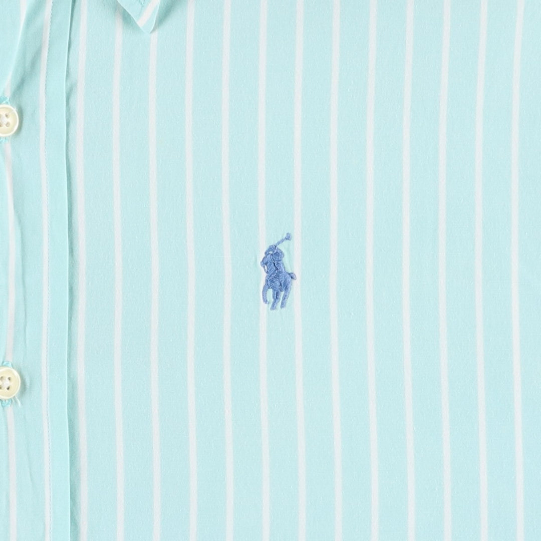 1990'S Ralph Lauren POLO SPORT long-sleeved cotton striped shirt, women's size XL (approx.) cotton Mint green Vintage Second Hand