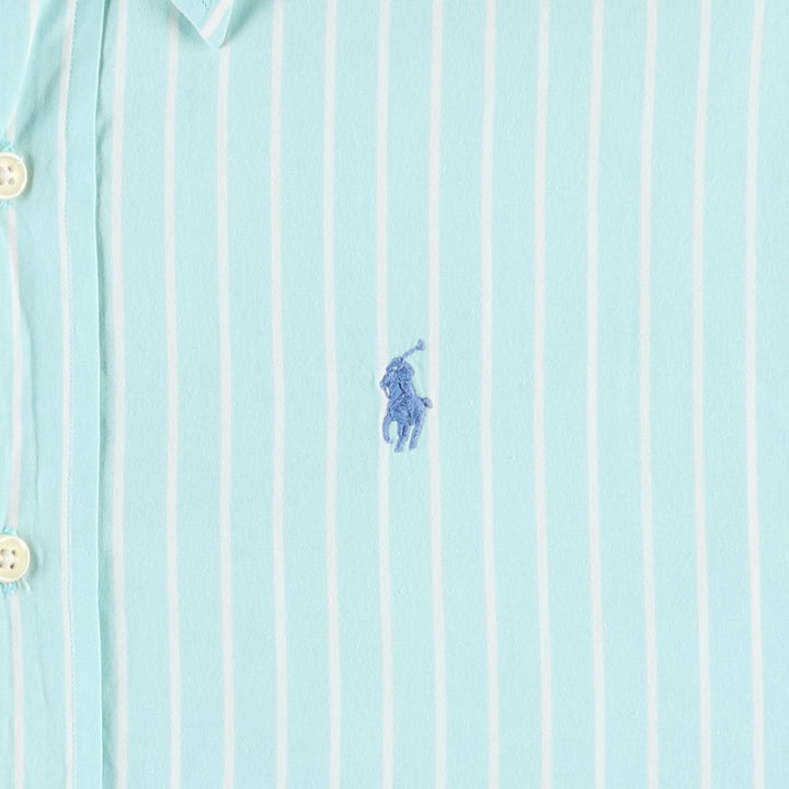 1990'S Ralph Lauren POLO SPORT long-sleeved cotton striped shirt, women's size XL (approx.) cotton Mint green Vintage Second Hand