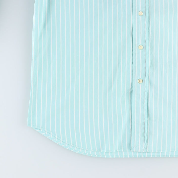1990'S Ralph Lauren POLO SPORT long-sleeved cotton striped shirt, women's size XL (approx.) cotton Mint green Vintage Second Hand