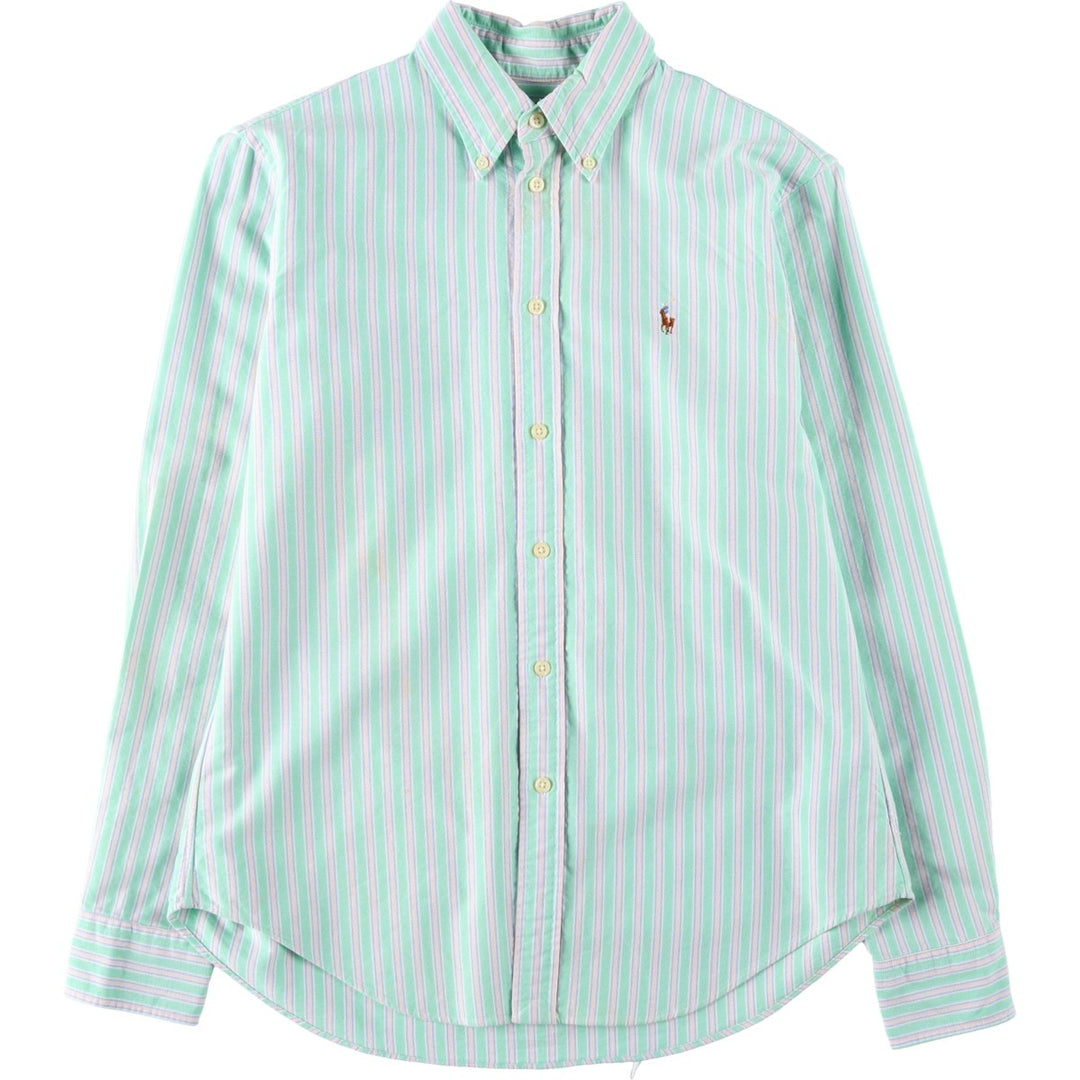 Ralph Lauren multi-stripe long-sleeved button-down shirt, women's size M (approx.) cotton Emerald green Vintage Second Hand