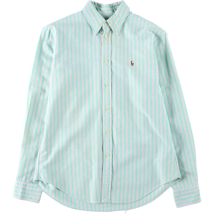 Ralph Lauren multi-stripe long-sleeved button-down shirt, women's size M (approx.) cotton Emerald green Vintage Second Hand