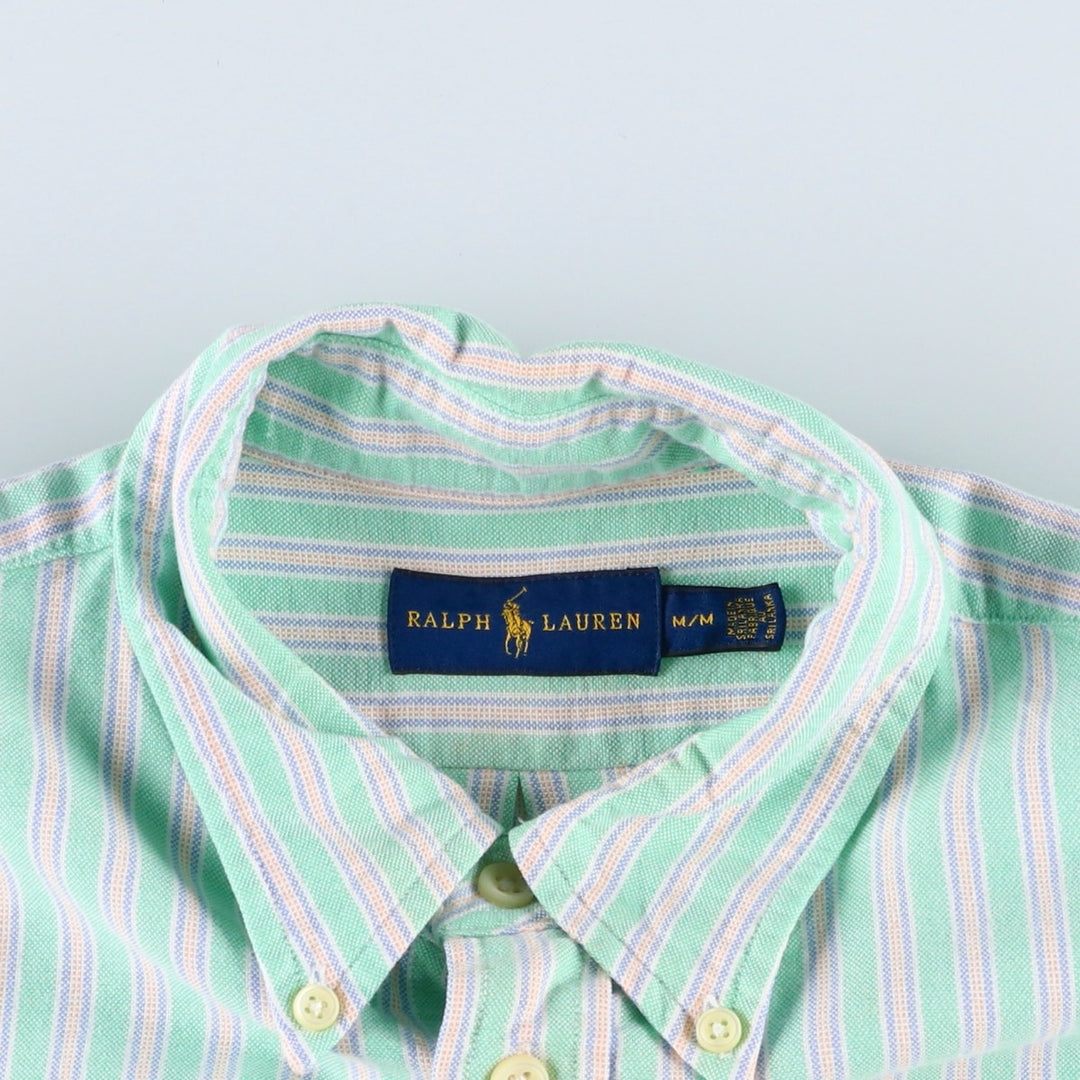 Ralph Lauren multi-stripe long-sleeved button-down shirt, women's size M (approx.) cotton Emerald green Vintage Second Hand