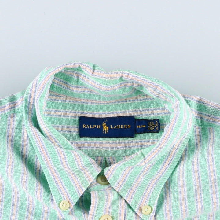Ralph Lauren multi-stripe long-sleeved button-down shirt, women's size M (approx.) cotton Emerald green Vintage Second Hand